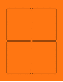 Sheet of 3.3125" x 4.375" Fluorescent Orange labels