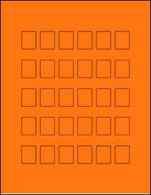 Sheet of 0.8125" x 1" Fluorescent Orange labels