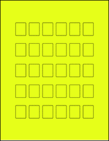 Sheet of 0.8125" x 1" Fluorescent Yellow labels