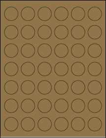 Sheet of 1.1024" Circle Brown Kraft labels