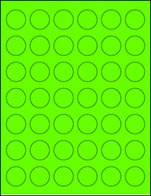 Sheet of 1.1024" Circle Fluorescent Green labels