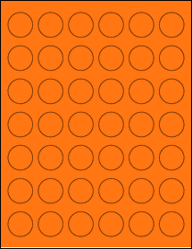 Sheet of 1.1024" Circle Fluorescent Orange labels