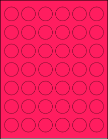 Sheet of 1.1024" Circle Fluorescent Pink labels