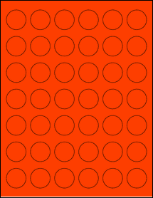 Sheet of 1.1024" Circle Fluorescent Red labels