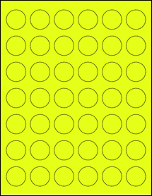 Sheet of 1.1024" Circle Fluorescent Yellow labels