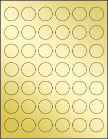 Sheet of 1.1024" Circle Gold Foil Laser labels