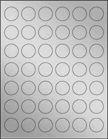 Sheet of 1.1024" Circle Weatherproof Silver Polyester Laser labels