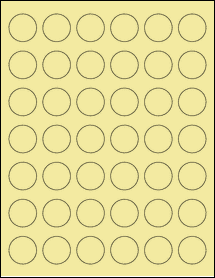 Sheet of 1.1024" Circle Pastel Yellow labels