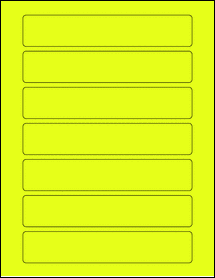 Sheet of 6.75" x 1.25" Fluorescent Yellow labels