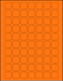 Sheet of 0.9325" x 0.9325" Fluorescent Orange labels