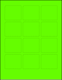 Sheet of 2.25" x 2" Fluorescent Green labels