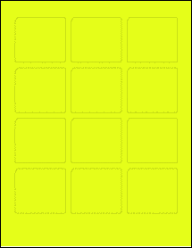 Sheet of 2.25" x 2" Fluorescent Yellow labels