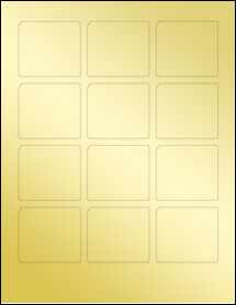 Sheet of 2.25" x 2" Gold Foil Laser labels