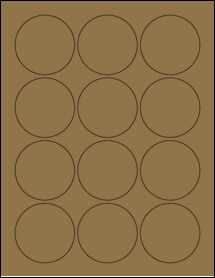 Sheet of 2.375" Circle Brown Kraft labels