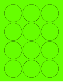 Sheet of 2.375" Circle Fluorescent Green labels