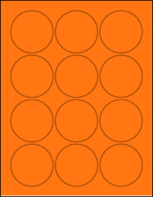 Sheet of 2.375" Circle Fluorescent Orange labels