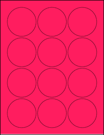 Sheet of 2.375" Circle Fluorescent Pink labels