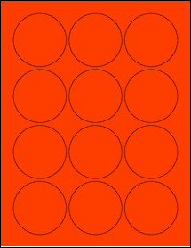 Sheet of 2.375" Circle Fluorescent Red labels