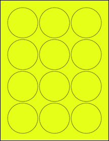 Sheet of 2.375" Circle Fluorescent Yellow labels