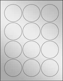 Sheet of 2.375" Circle Silver Foil Laser labels