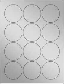 Sheet of 2.375" Circle Weatherproof Silver Polyester Laser labels