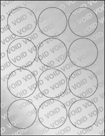 Sheet of 2.375" Circle Void Silver Polyester labels