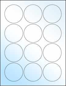 Sheet of 2.375" Circle White Gloss Laser labels