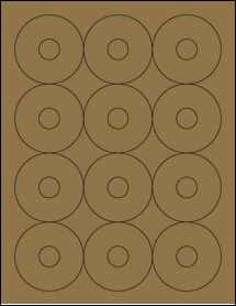 Sheet of 2.5" Circle Brown Kraft labels