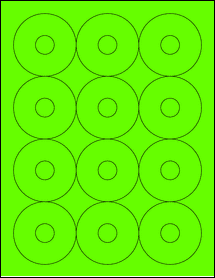 Sheet of 2.5" Circle Fluorescent Green labels