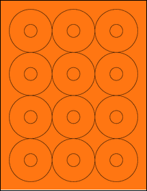 Sheet of 2.5" Circle Fluorescent Orange labels