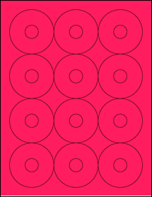 Sheet of 2.5" Circle Fluorescent Pink labels