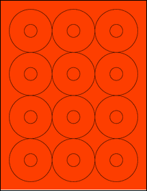 Sheet of 2.5" Circle Fluorescent Red labels