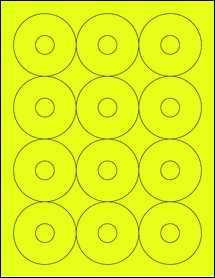 Sheet of 2.5" Circle Fluorescent Yellow labels