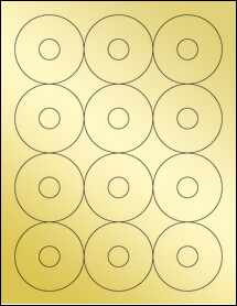 Sheet of 2.5" Circle Gold Foil Laser labels