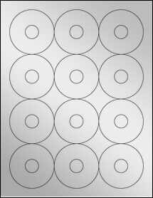 Sheet of 2.5" Circle Silver Foil Inkjet labels