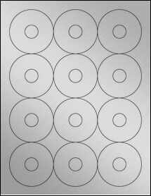 Sheet of 2.5" Circle Weatherproof Silver Polyester Laser labels