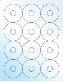 Sheet of 2.5" Circle White Gloss Inkjet labels