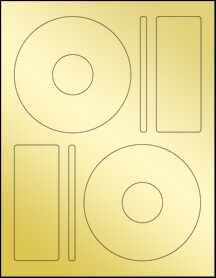 Sheet of 4.65" CD Gold Foil Inkjet labels