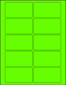 Sheet of 3.5625" x 2" Fluorescent Green labels