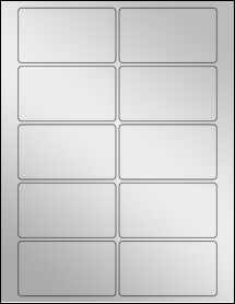 Sheet of 3.5625" x 2" Silver Foil Inkjet labels