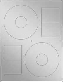 Sheet of 4.64" CD Weatherproof Silver Polyester Laser labels