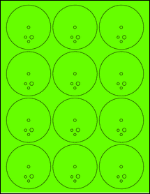 Sheet of 2.53" Circle Fluorescent Green labels