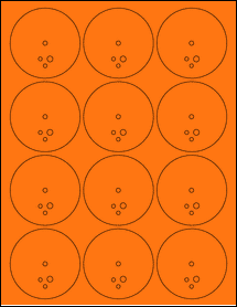 Sheet of 2.53" Circle Fluorescent Orange labels