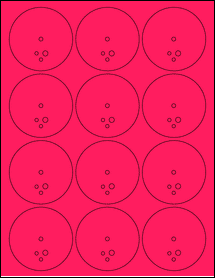 Sheet of 2.53" Circle Fluorescent Pink labels