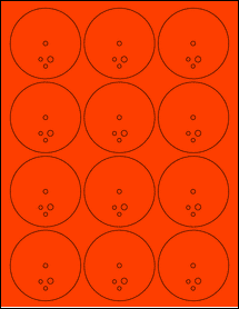 Sheet of 2.53" Circle Fluorescent Red labels