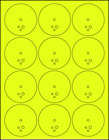 Sheet of 2.53" Circle Fluorescent Yellow labels