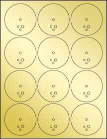 Sheet of 2.53" Circle Gold Foil Laser labels