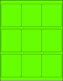 Sheet of 2.75" x 3.125" Fluorescent Green labels