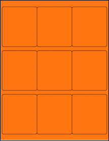 Sheet of 2.75" x 3.125" Fluorescent Orange labels