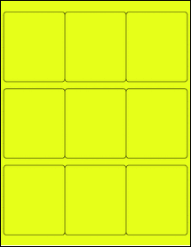 Sheet of 2.75" x 3.125" Fluorescent Yellow labels